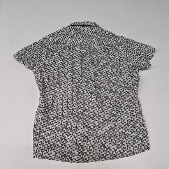 Marc Anthony Men's Size Large White & Black Palm Trim Quirky Button Front Shirt - Picture 3 of 7